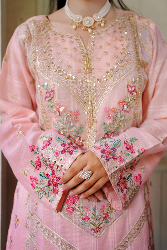 Gulaab Rose Pink Embroidered Lawn Three Piece Suit