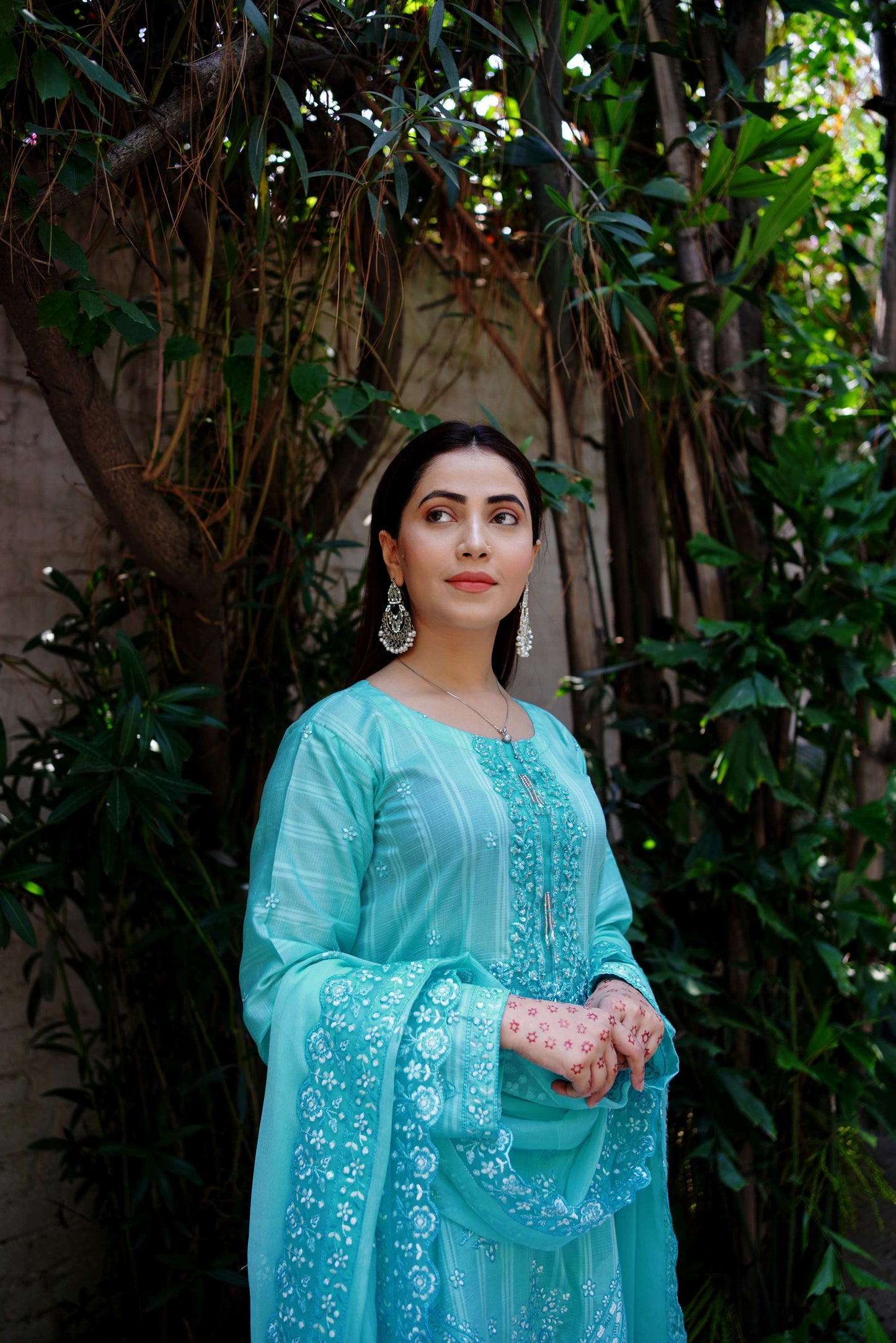 Firozah – Turquoise Embroidered Lawn Three-Piece Suit