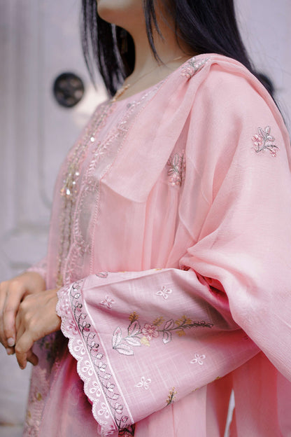 Gulrukh – Blush Pink Embroidered Lawn Three-Piece Suit